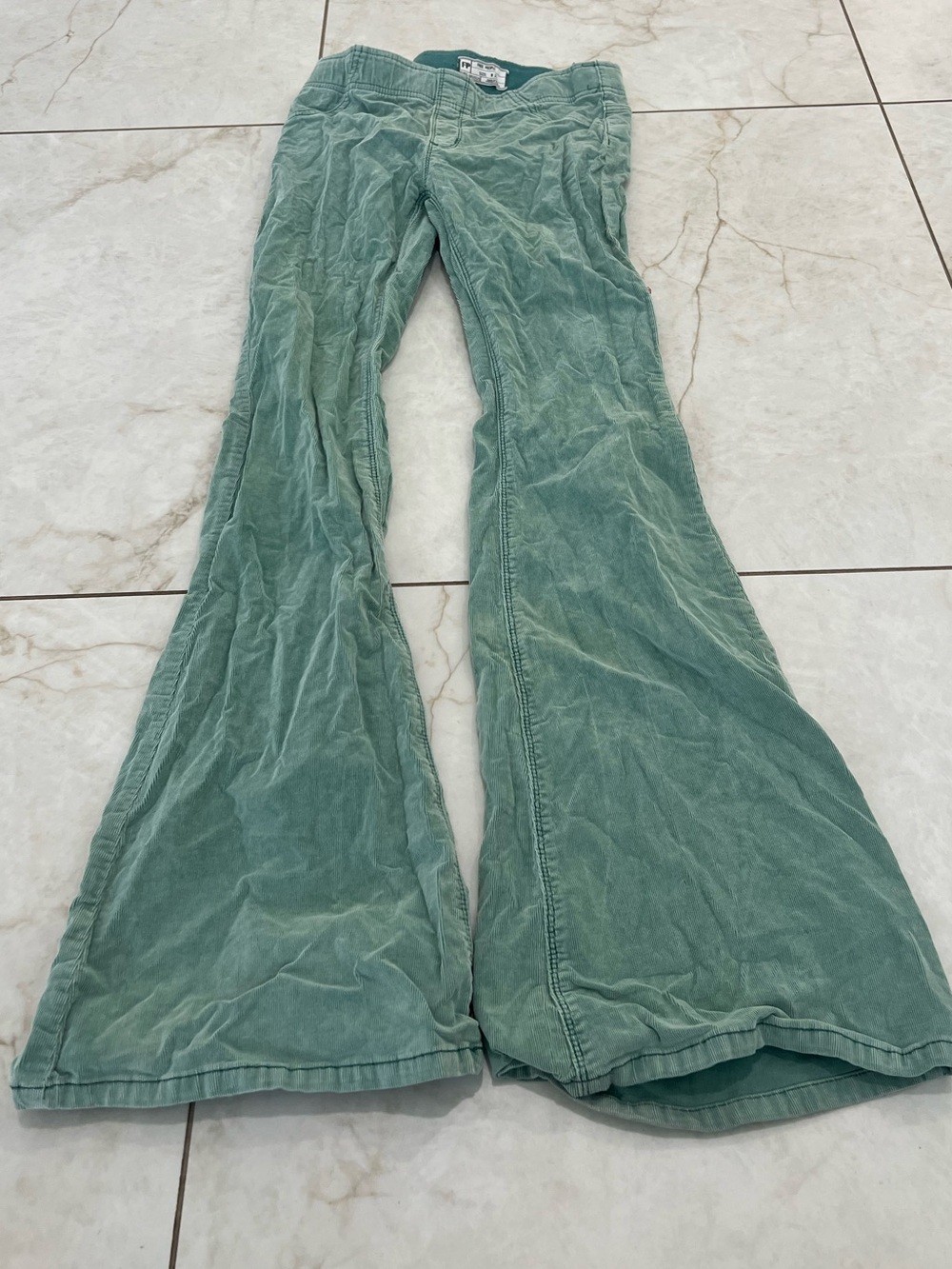 Free People Green Corduroy Flare Pull On Pants Size 27